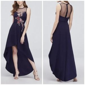 Speechless High Low Navy Embroidered A-Line Prom Dress
